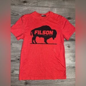 CC FILSON Buckshot Buffalo Bison‎ Logo T-Shirt Cardinal Red Size XS
